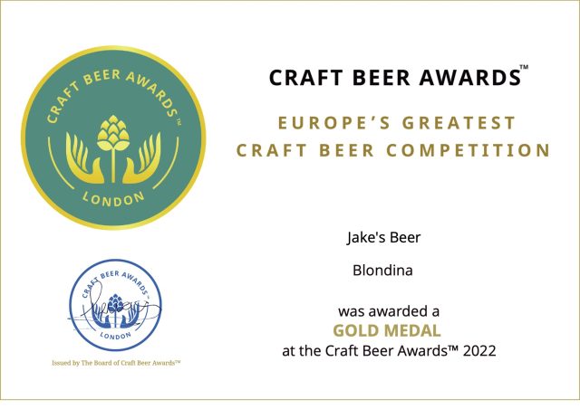 Award Blondina Jake's Beer